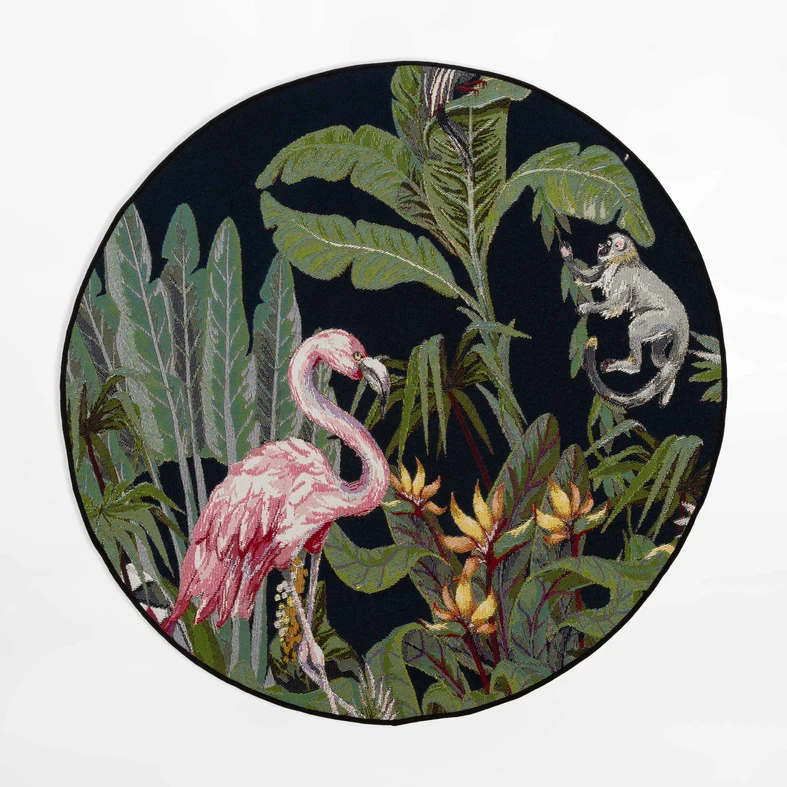 Okrągły dywan z flamingiem