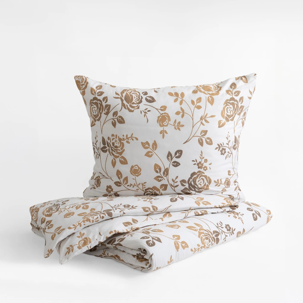Bavlnená posteľná bielizeň JERSEYLOVE s motívom zlatých ruží 160x200 cm