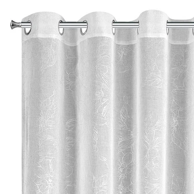 Záclona ANITA s kvetinovým vzorom, bielo-strieborná 140x270 cm