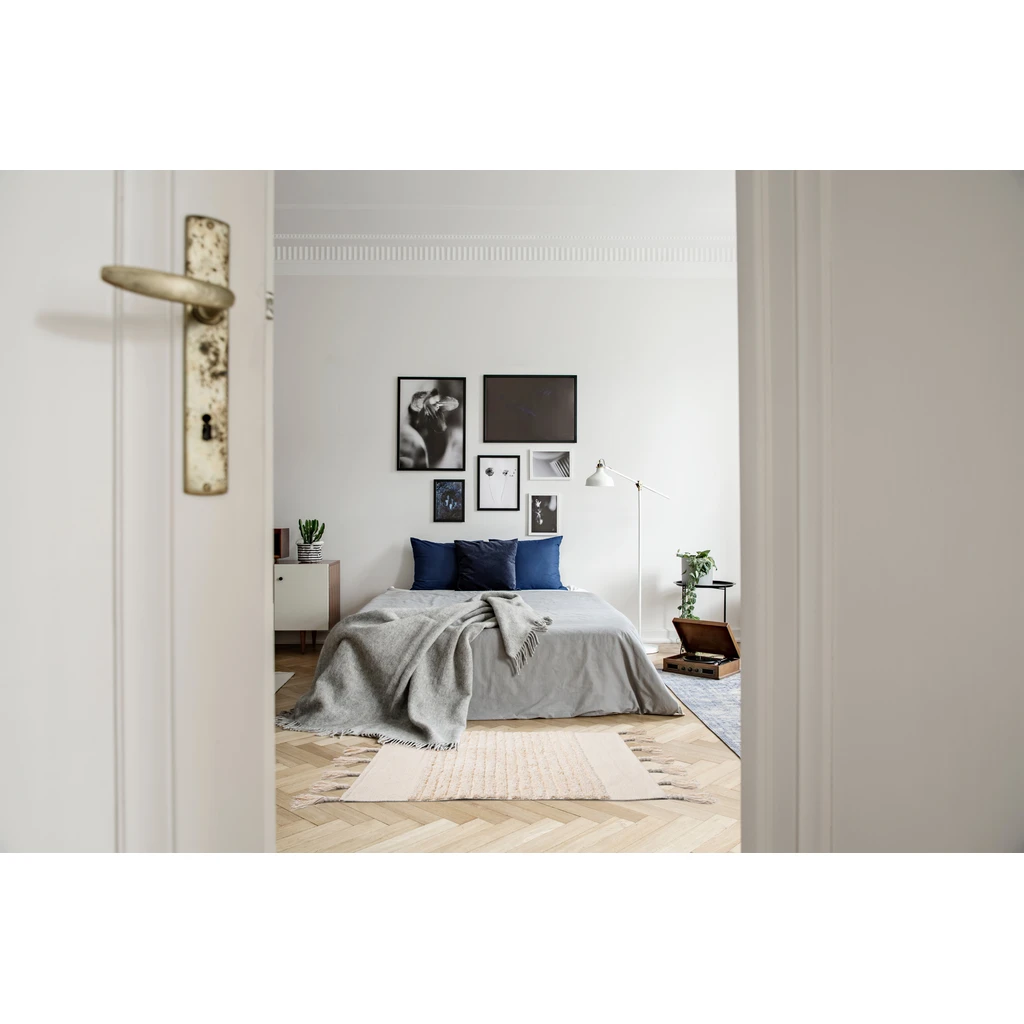 Bavlnený koberec BOHO so strapcami, béžový 70x140 cm