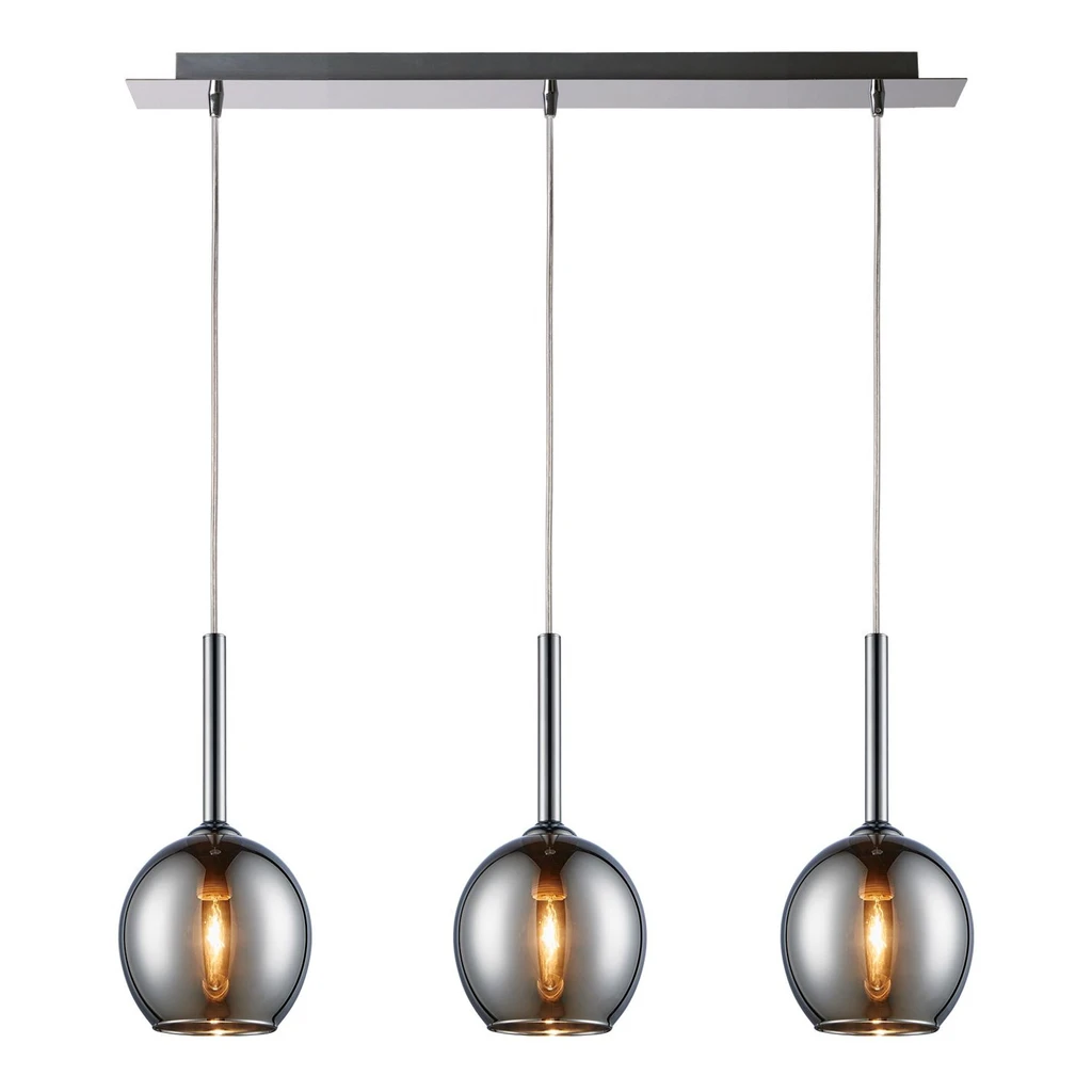 Závesné svietidlo s 3 sklenenými tienidlami, chromované, MONIC