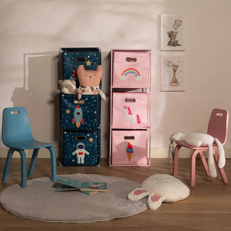 Knižnica s 3 zásuvkami ružová 35x35x102 cm