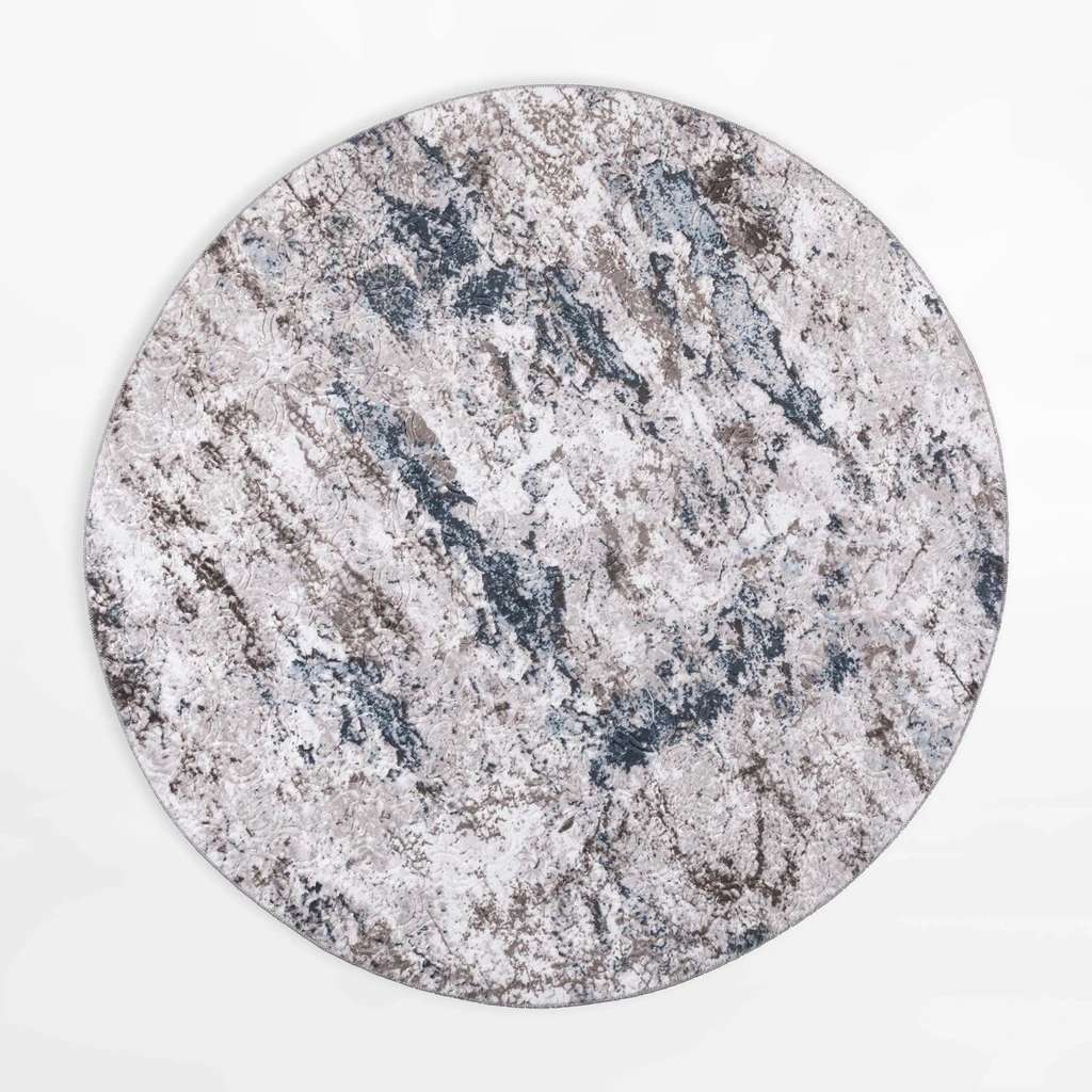 Retro koberec VISION, sivo-modrý, okrúhly, 120 cm