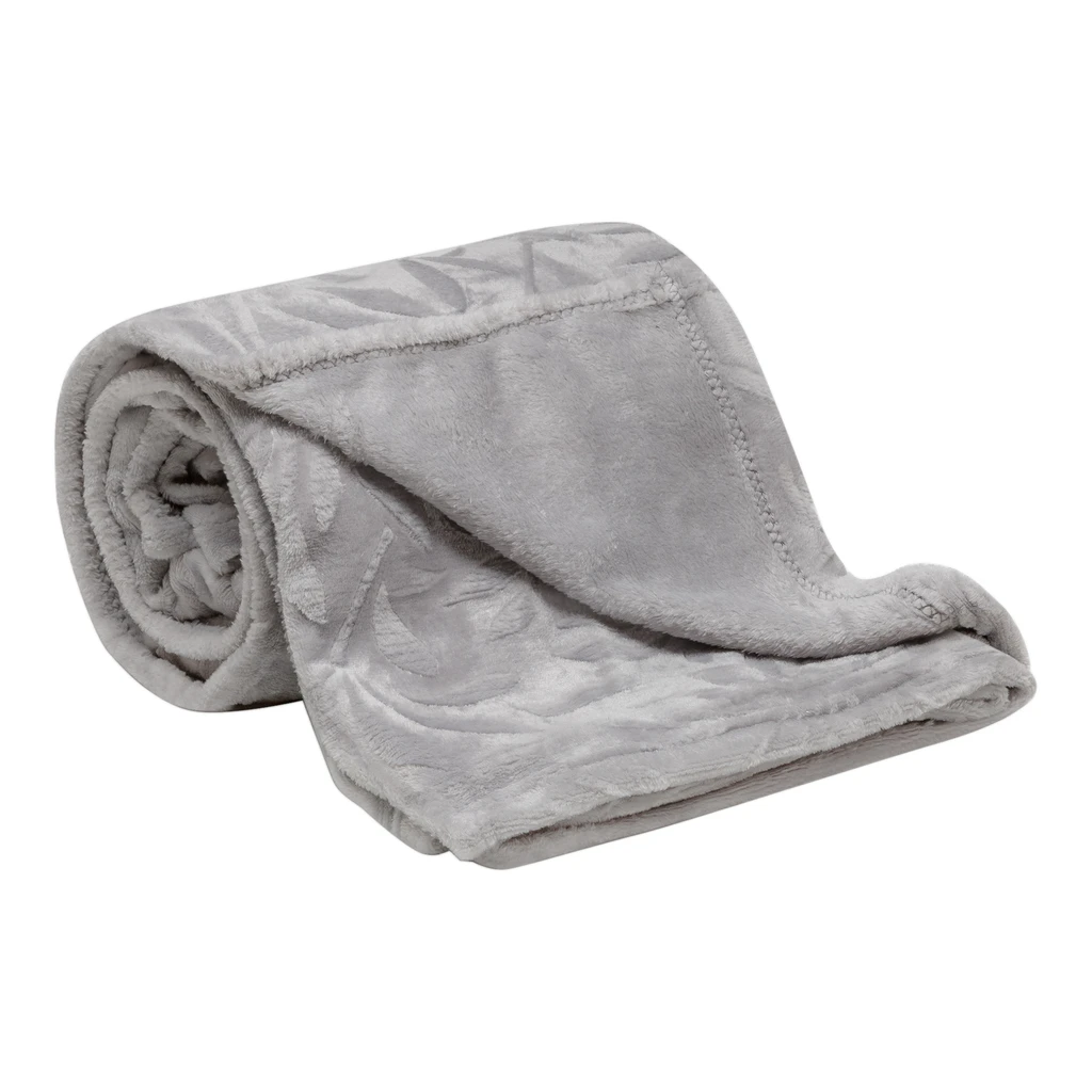 Sivá deka MILO s rastlinným motívom 130x160 cm