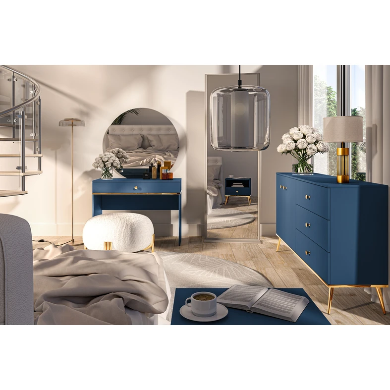 Toaletný stolík so zásuvkou tmavomodrý MARINE