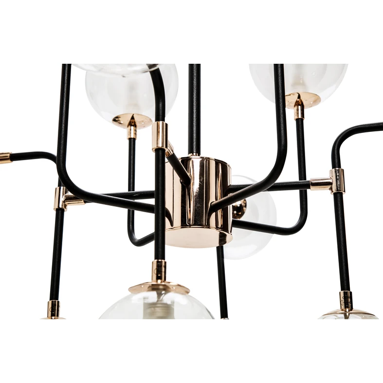 Čierno-zlatý luster RIANO 70 cm s priehľadným tienidlom