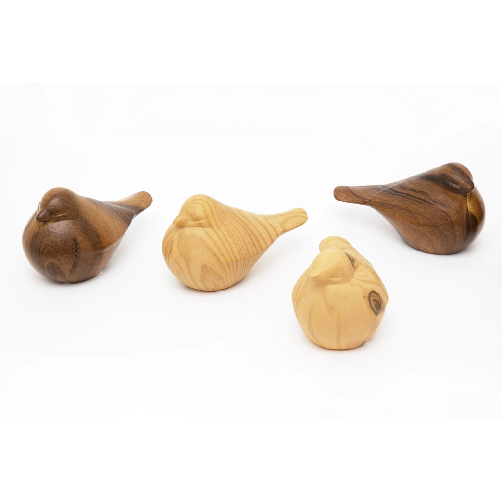 Keramická figúrka vtáčik efekt svetlého dreva 16 x 9 cm