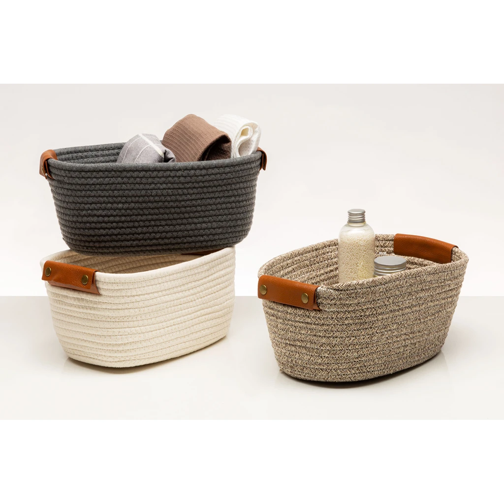 Pletený košík SIVÝ obdĺžnikový 30 x 20 x 15 cm