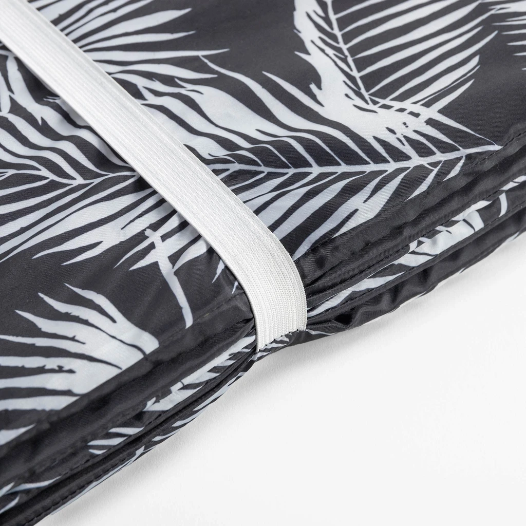 Plážová podložka so vzorom listov, čierna, 50x160 cm
