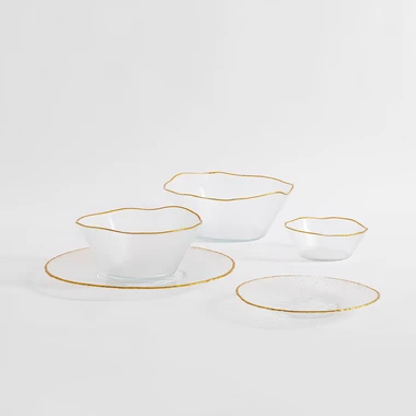 Sklenená miska so zlatým okrajom 21x9 cm