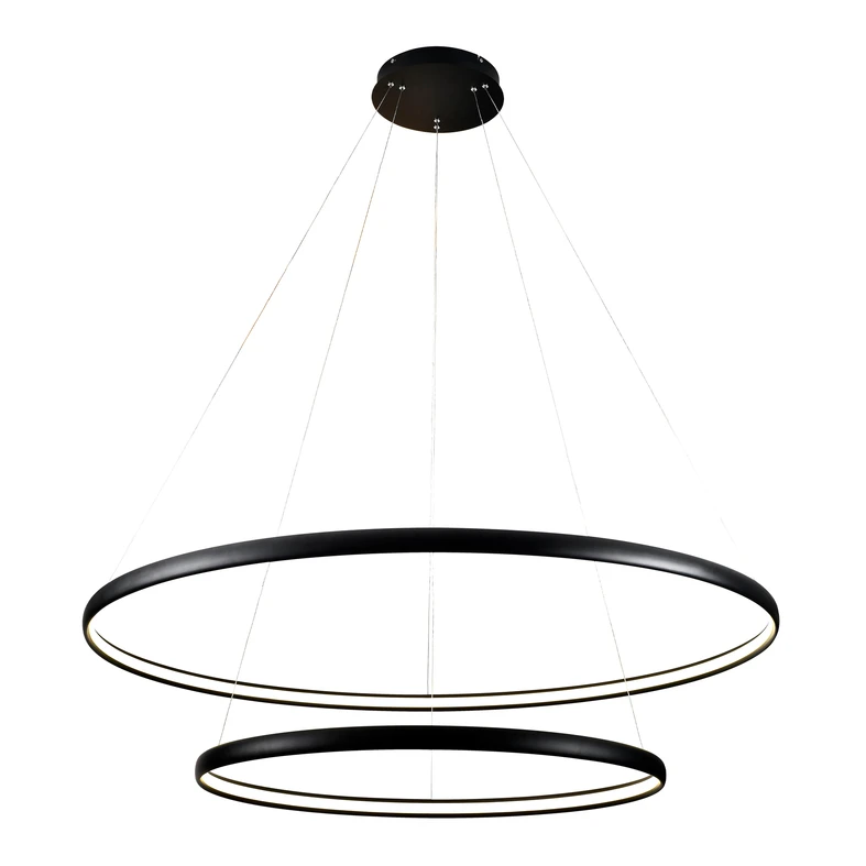 LED luster na lanku 2 prstene čierna CARLO