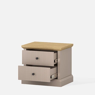 Nočný stolík so zásuvkami IDELLO taupe kamenný dub