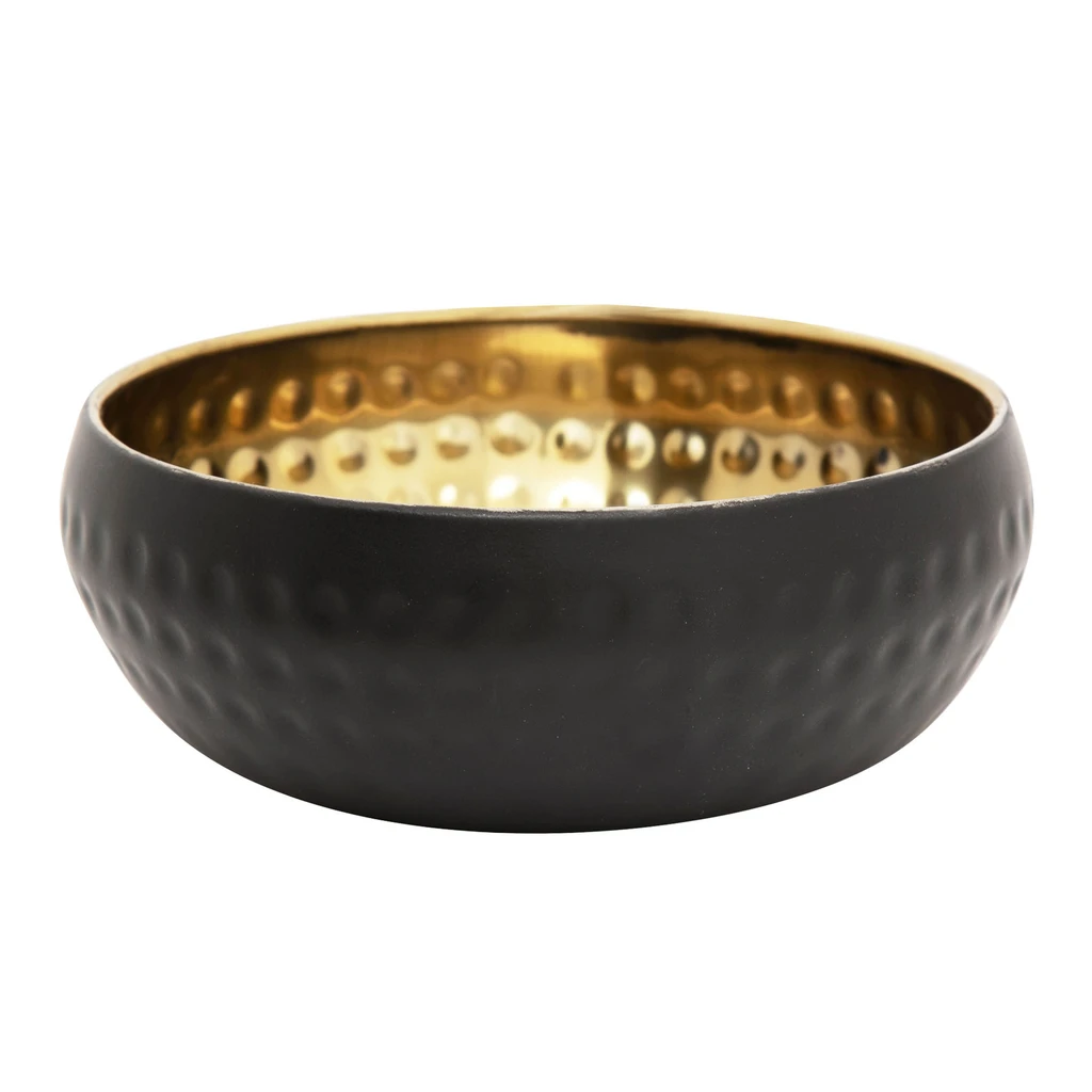 Nerezová miska čierno-zlatá, 12 cm