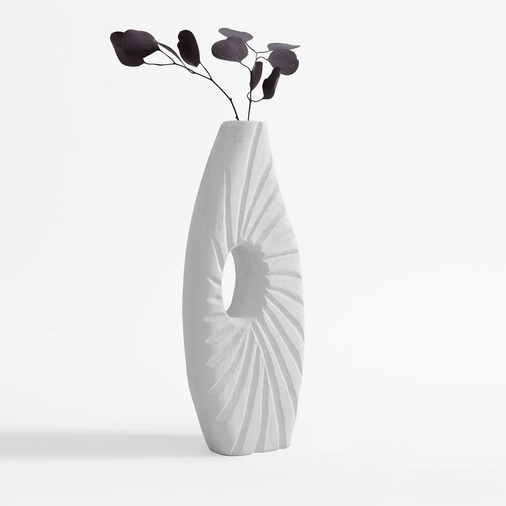 Wazon żłobiony biały 35 cm