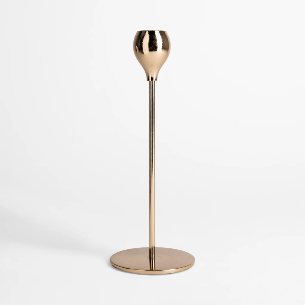 Zlatý svietnik na 1 sviečku 22 cm