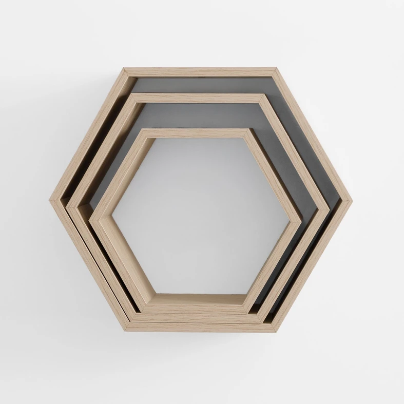 Súprava 3 geometrických nástenných políc