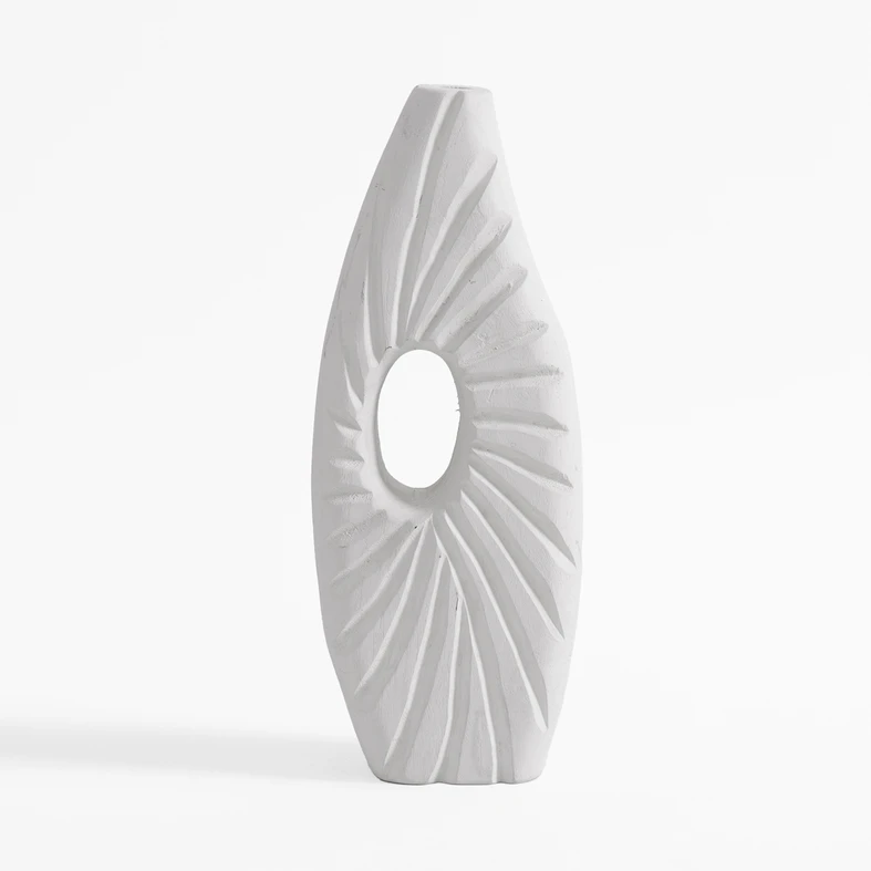 Wazon żłobiony biały 35 cm