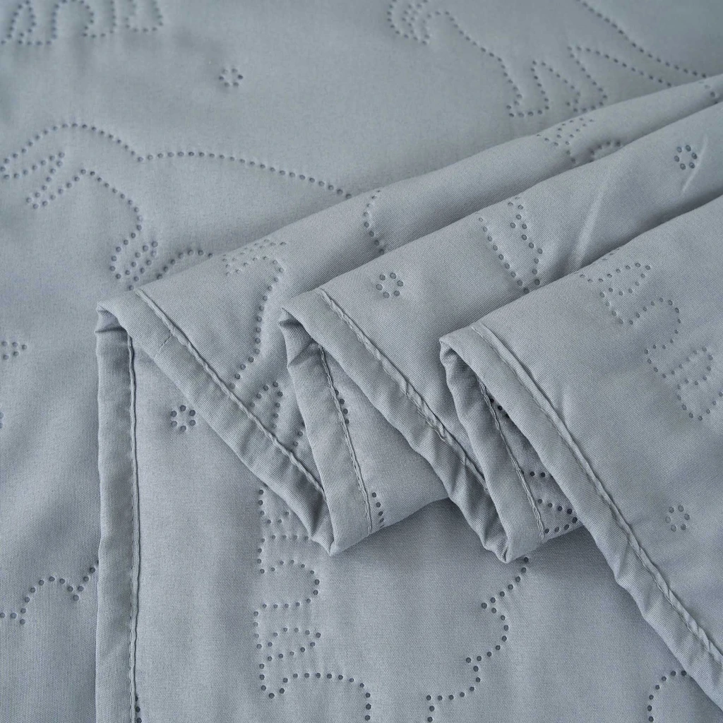 Narzuty na łóżko jasnoszara w dinozaury