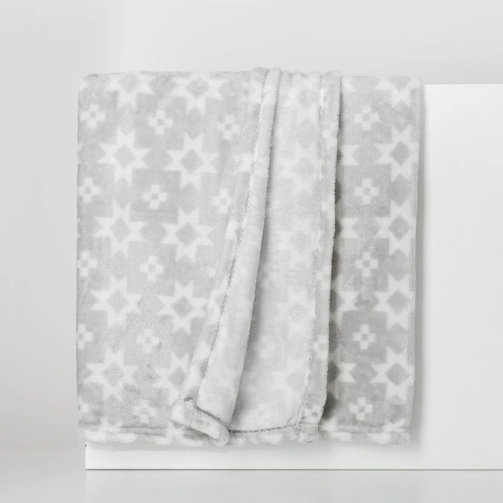 Deka, geometrický vzor, béžová CODIE 130x160 cm