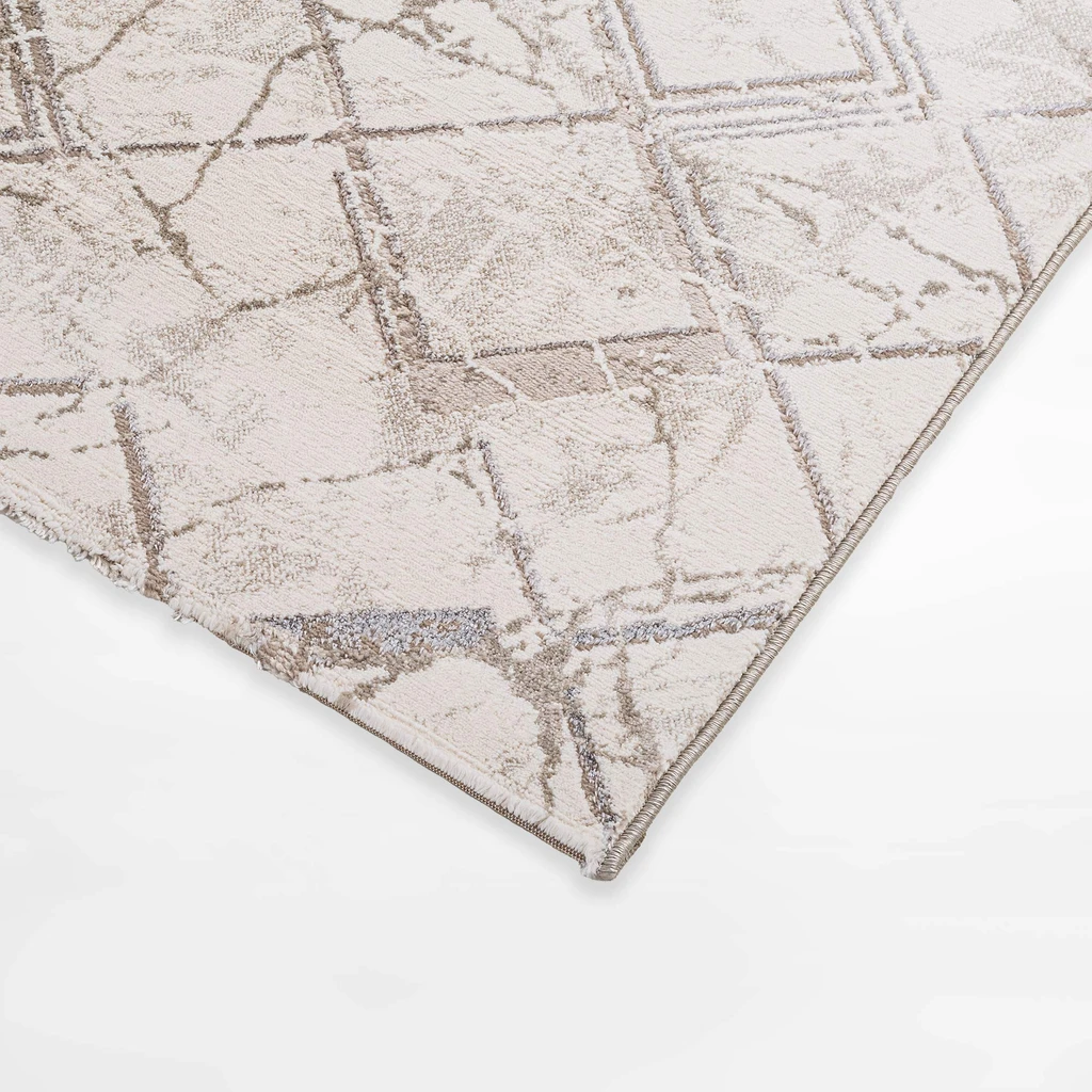 Koberec SPAZZIO s kosoštvorcovým vzorom, krémový, 80x150 cm