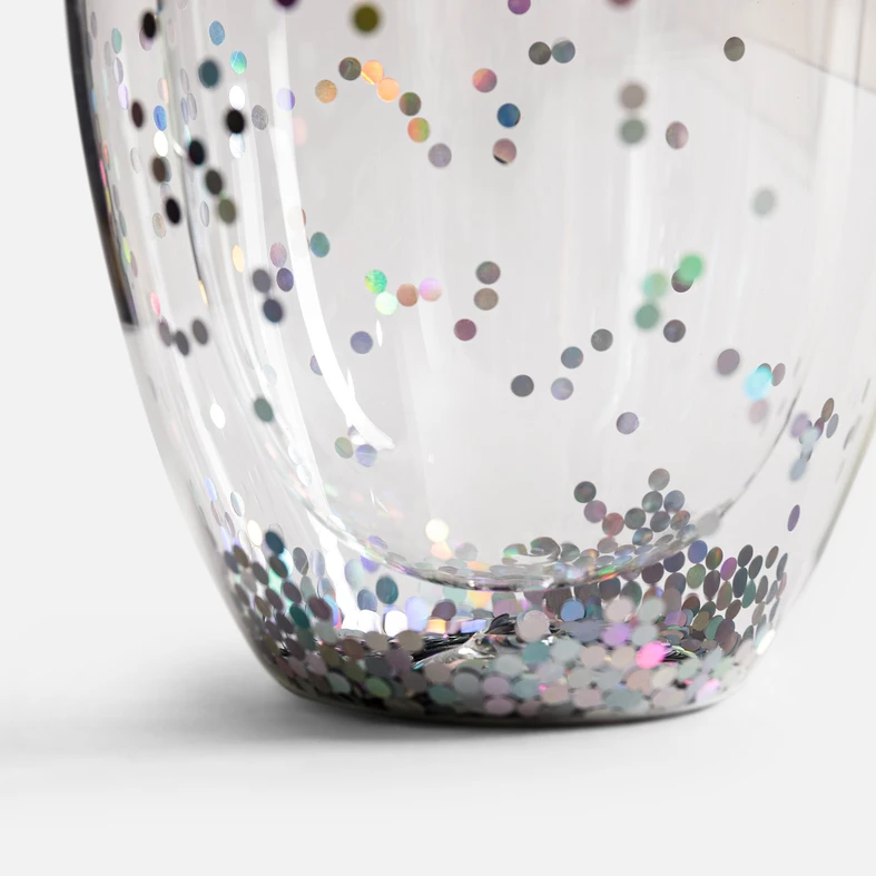 Dvojstenný hrnček so striebornými konfetami 350ml