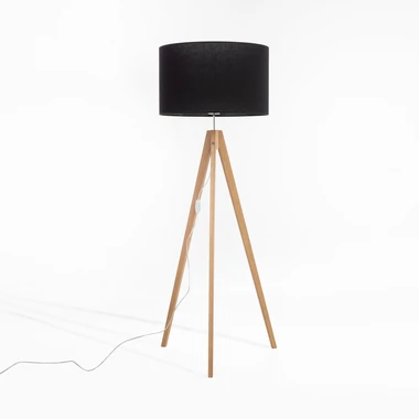 Lampa na drevenom statíve tienidlo čierne TREVISO