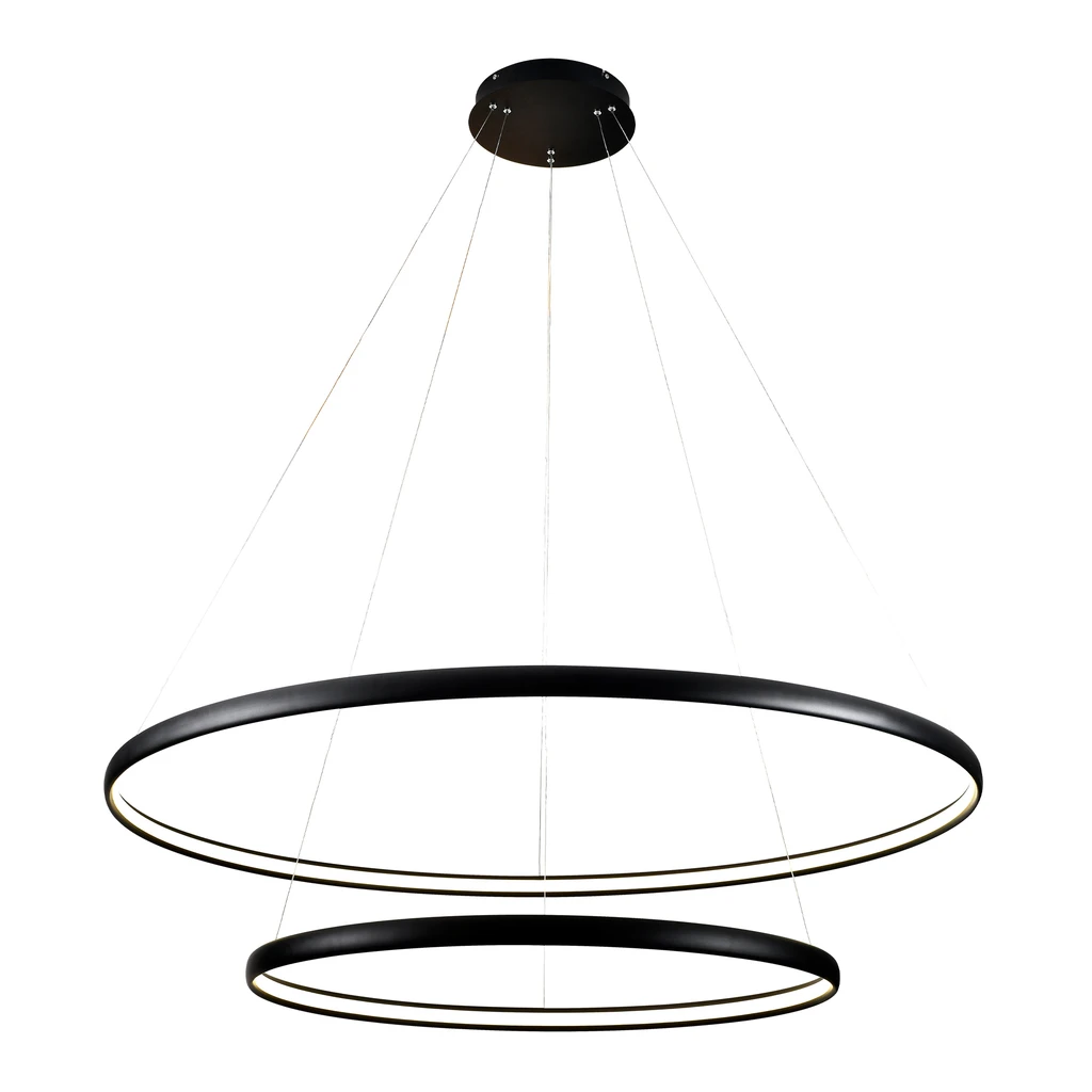 LED luster na lanku 2 prstene čierna CARLO