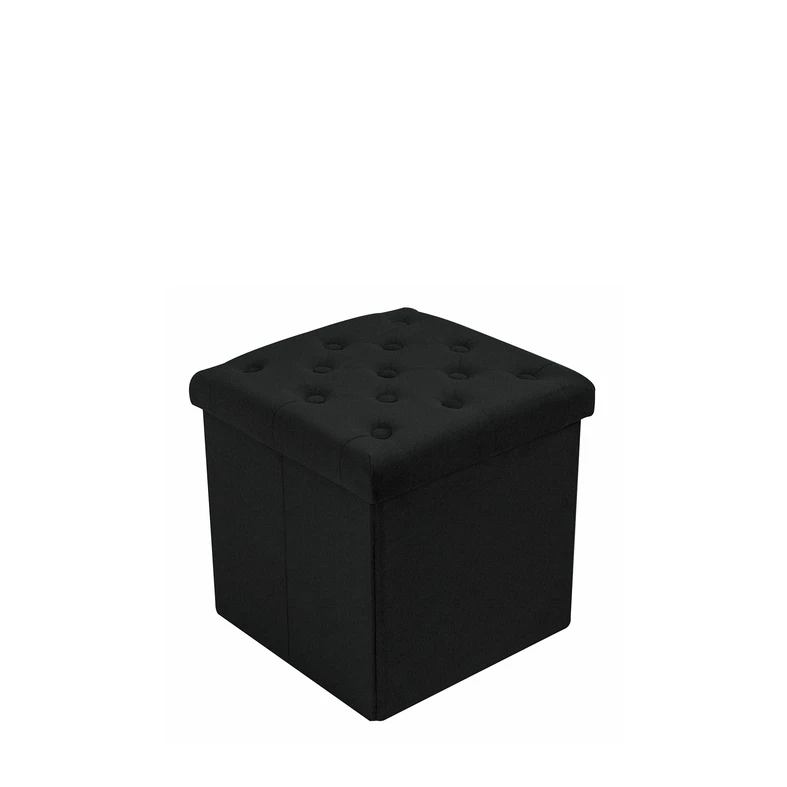 Skladacia taburetka s úložným priestorom čierna 38x38 cm