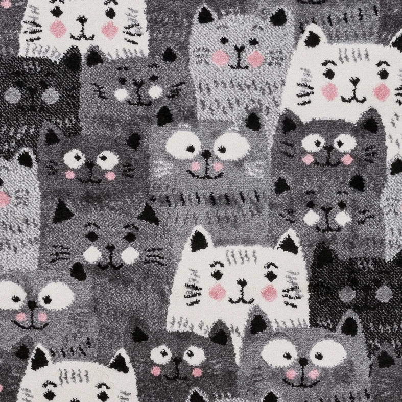 Sivý koberec, mačky HAPPY 80x150 cm