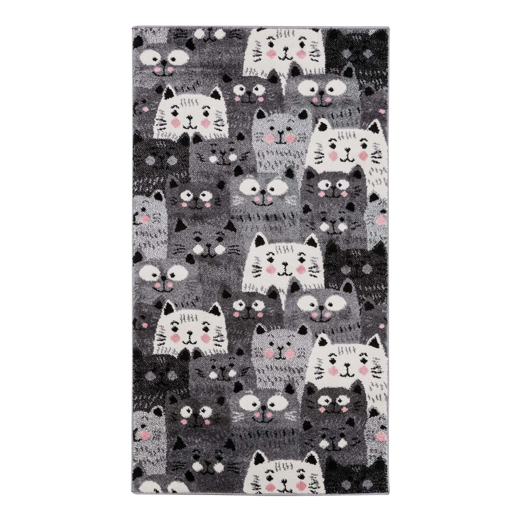 Sivý koberec, mačky HAPPY 80x150 cm