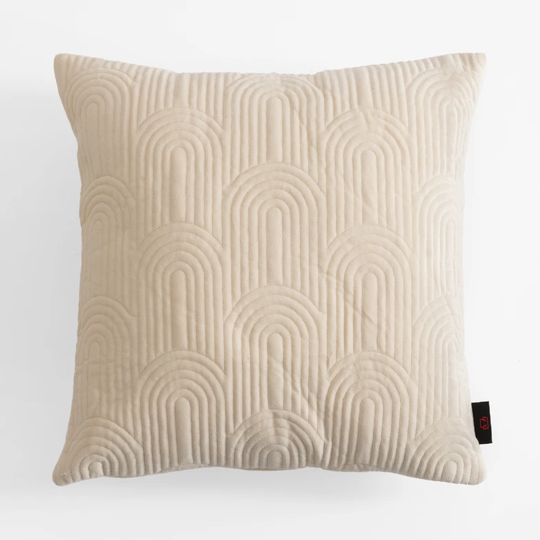Geometrická velúrová obliečka na vankúš krémová JONES 45x45 cm