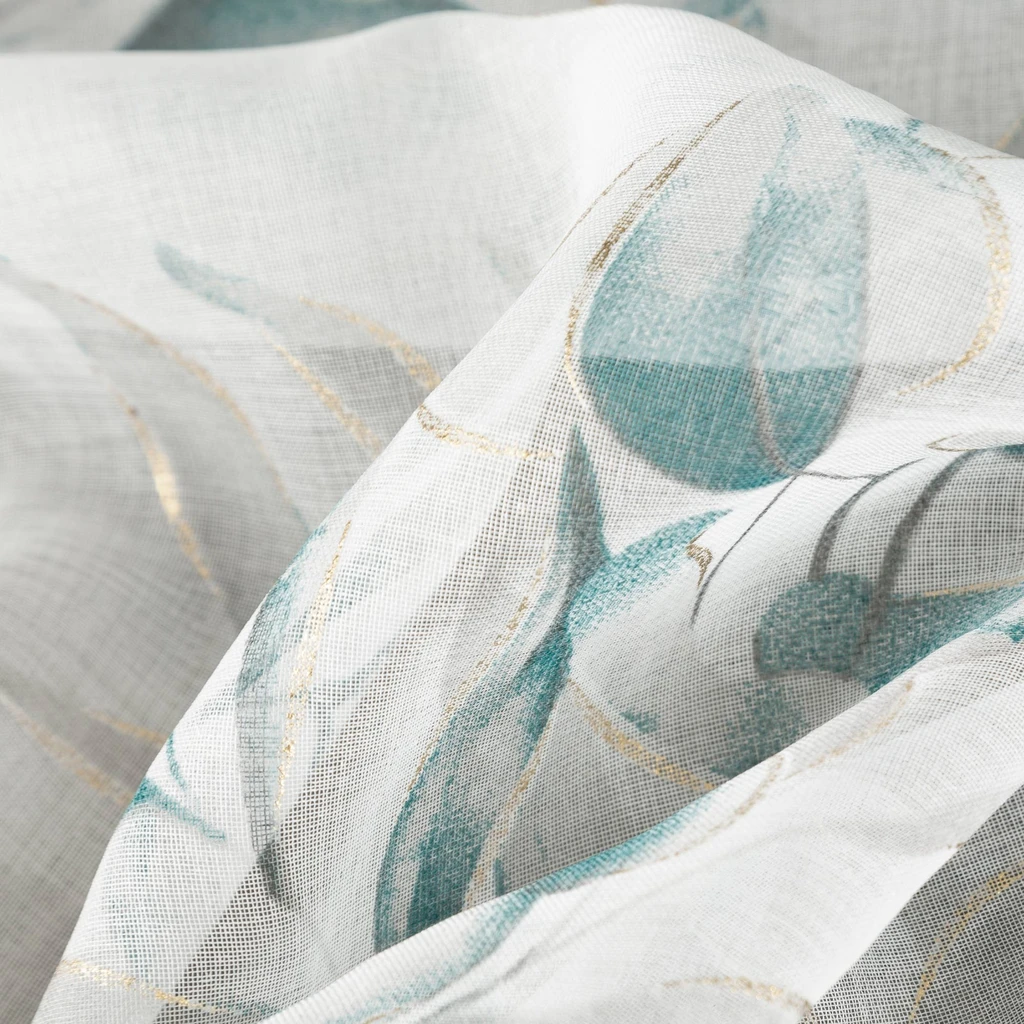 Záves na kolieskach bielo-tyrkysová AVA 140x250 cm