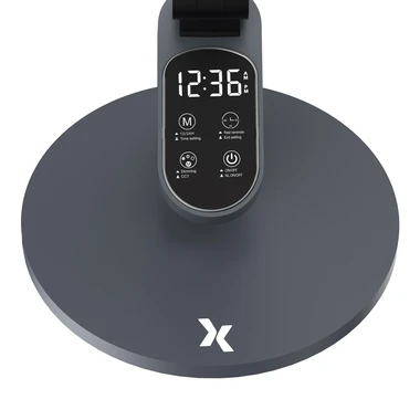 Stolná LED lampa ARTIS s displejom, sivá