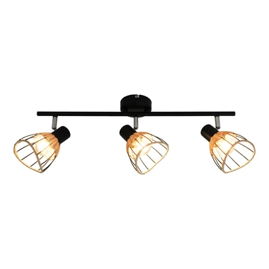 Čierne ratanové 3-bodové svietidlo GENT