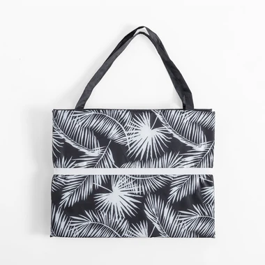 Plážová podložka so vzorom listov, čierna, 50x160 cm