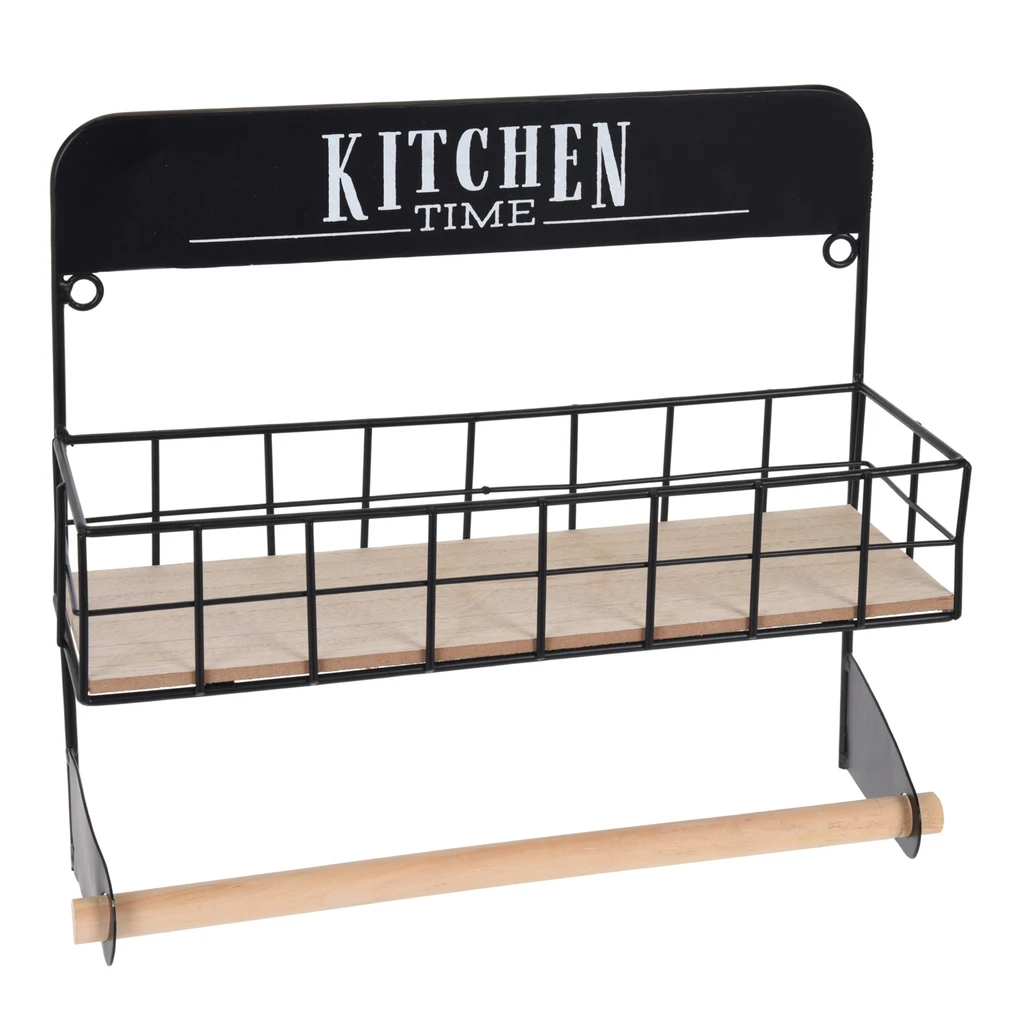 Závesná polica na korenie s držiakom na uteráky