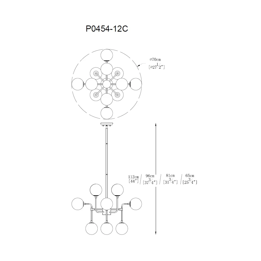 Čierno-zlatý luster RIANO 70 cm s priehľadným tienidlom