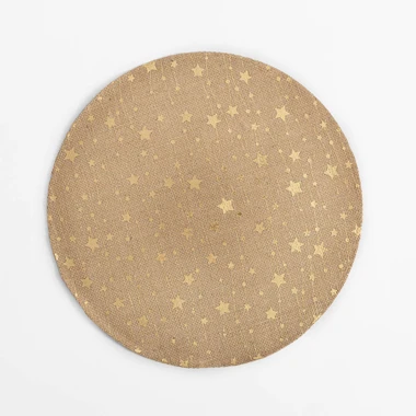 Okrúhle jutová prestieranie na stôl HVIEZDIČKY 38 cm