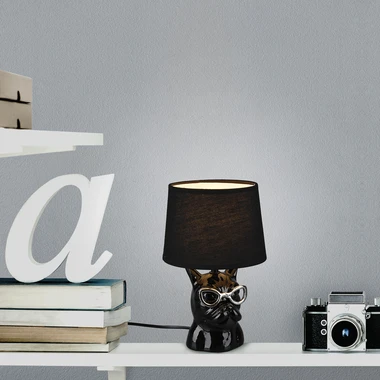 Dizajnová stolná lampa keramická čierna DOSY