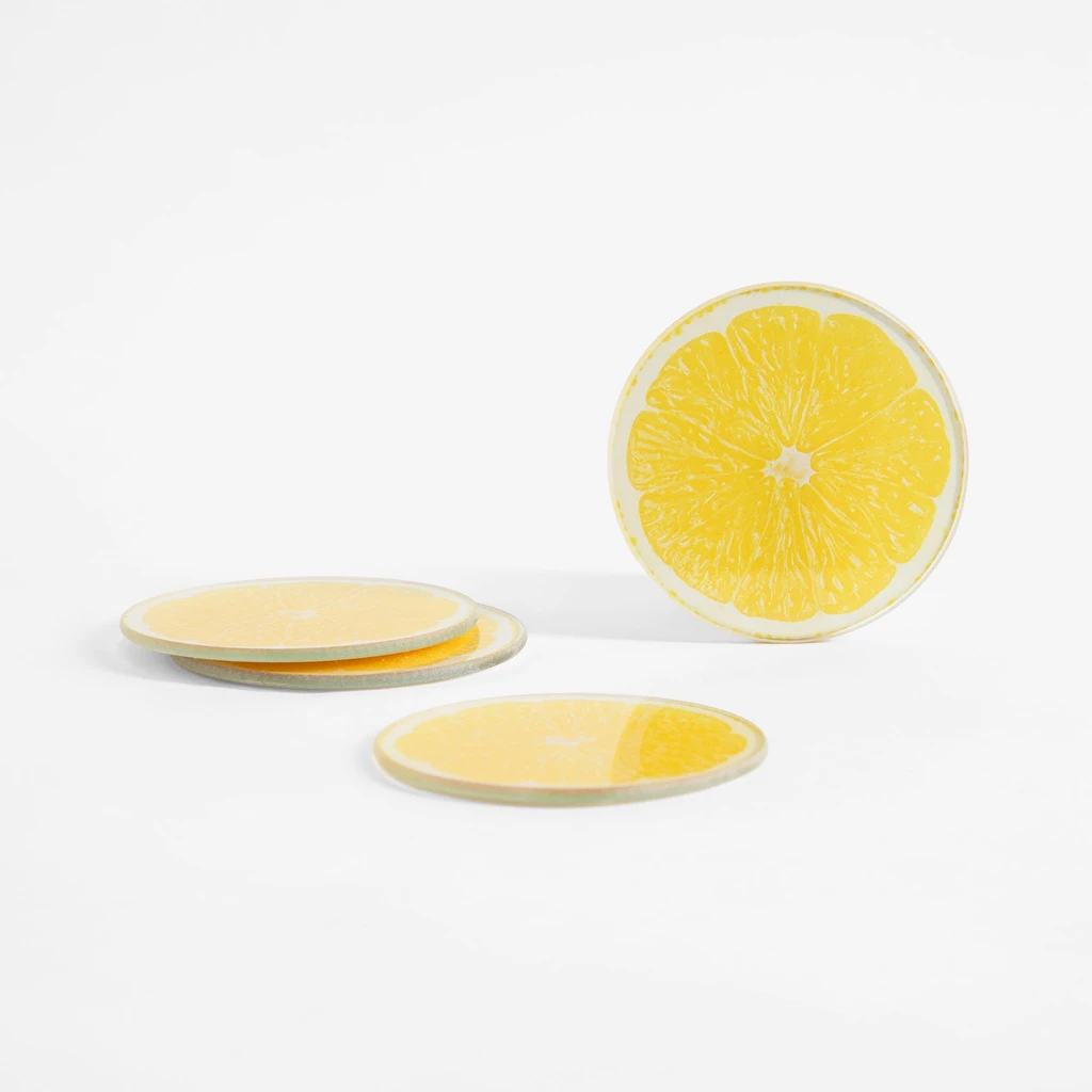 Sklenené podšálky CITRÓNY, 4 ks.