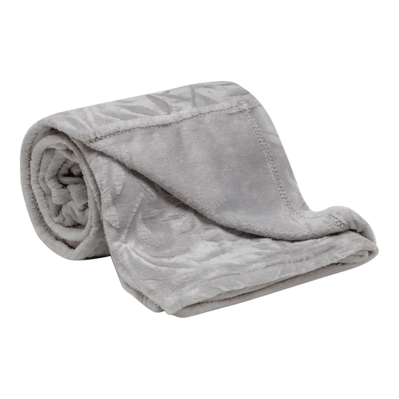 Sivá deka MILO s rastlinným motívom 130x160 cm