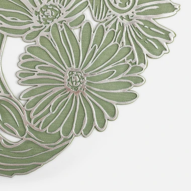 Okrúhle prestieranie na stôl zeleno-strieborné 38 cm