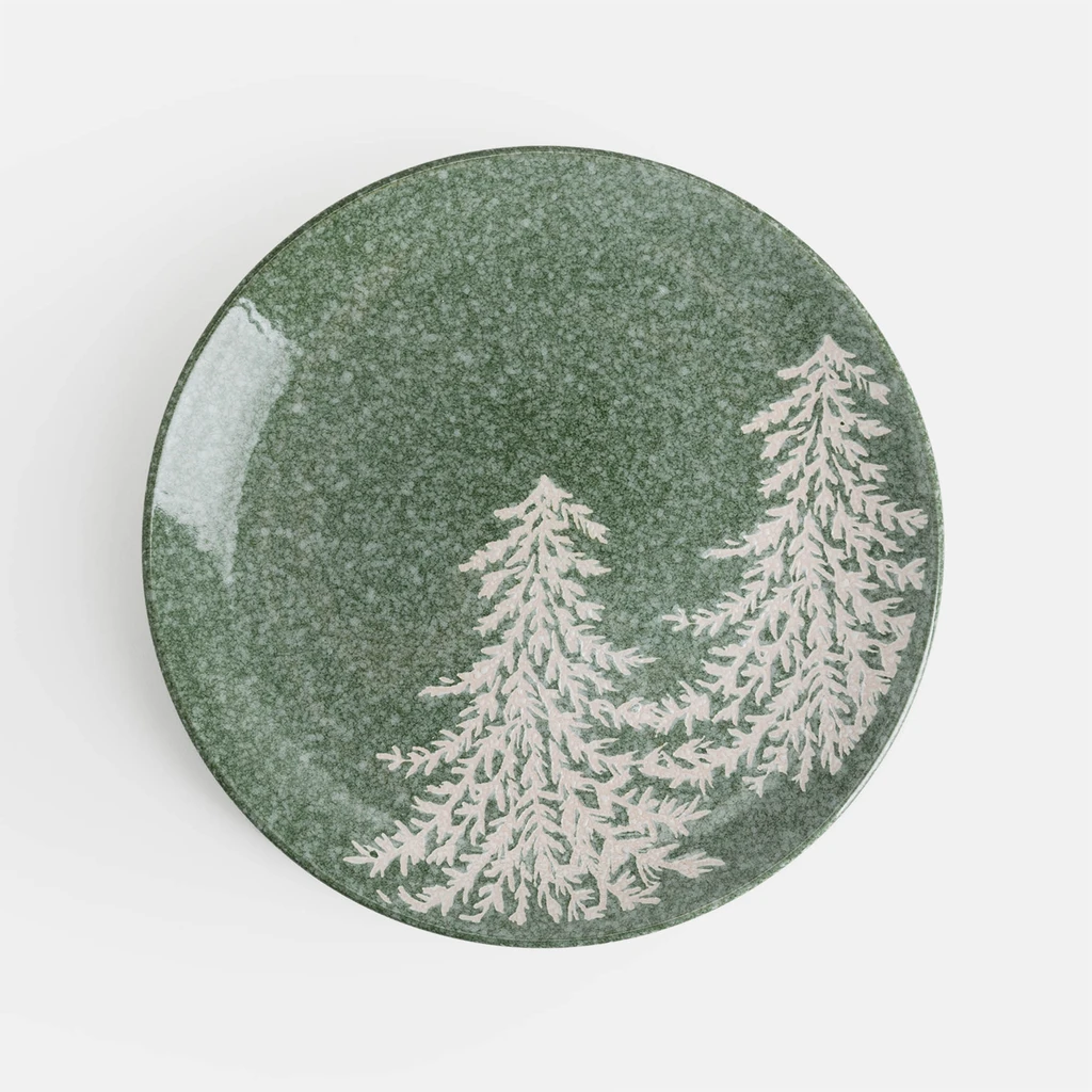Keramický dezertný tanier zelený STROMČEKY 20 cm