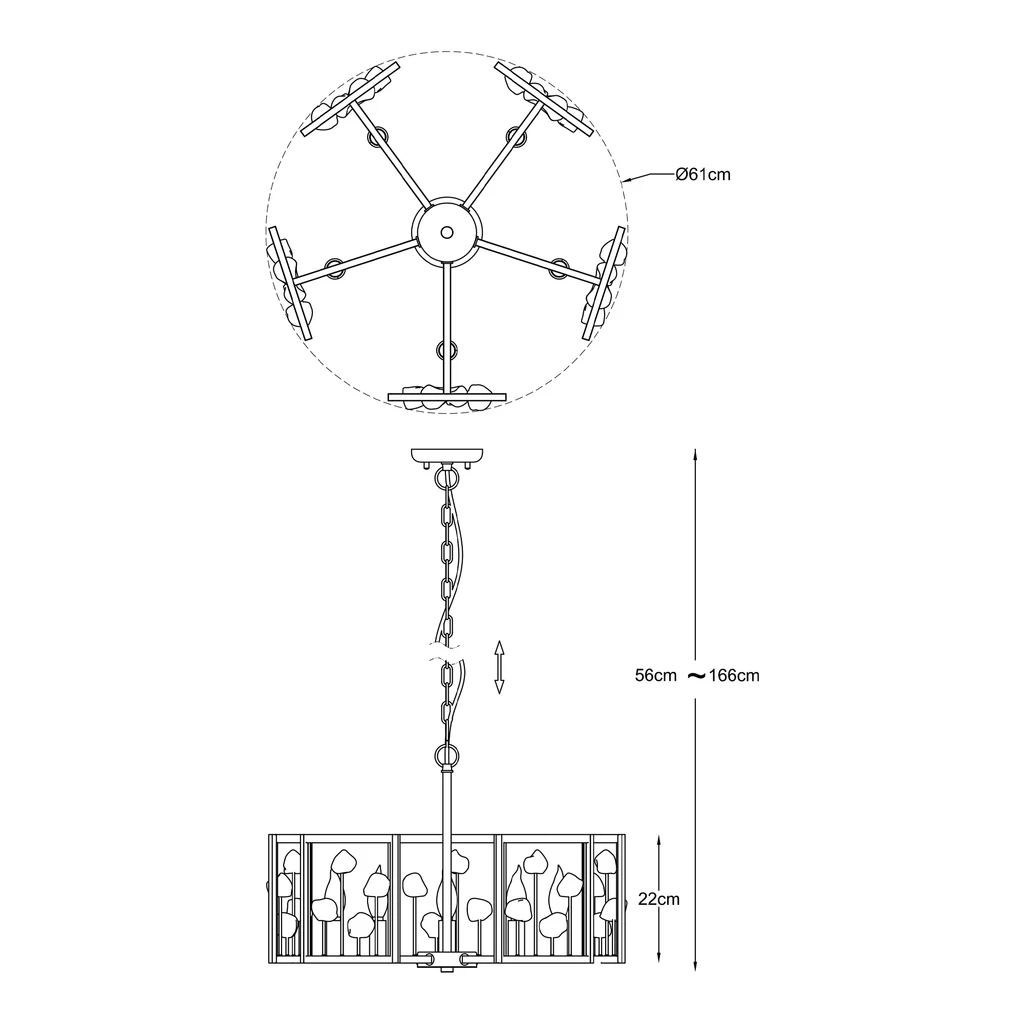Závesné svietidlo s kryštálmi čierno-zlaté CAROLINE 5