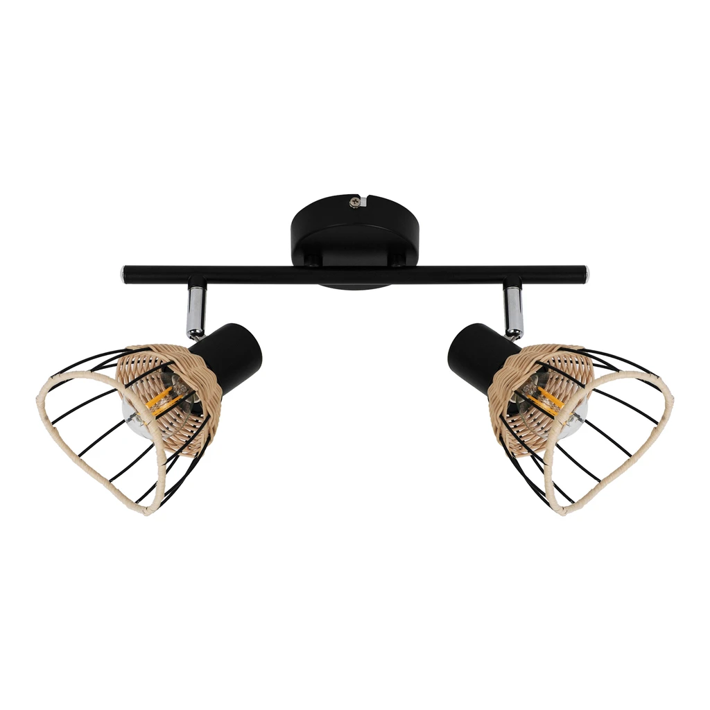 Čierne ratanové 2-bodové svietidlo GENT