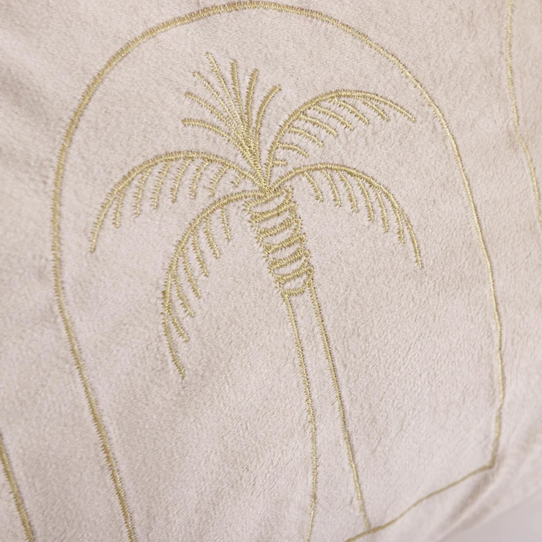 Prostokątna poszewka welurowa ze złotą palmą