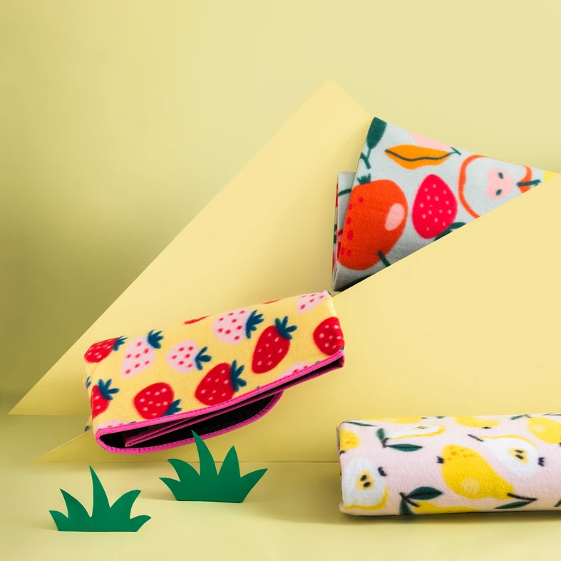 Pikniková deka JAHODY ružová 130x150 cm