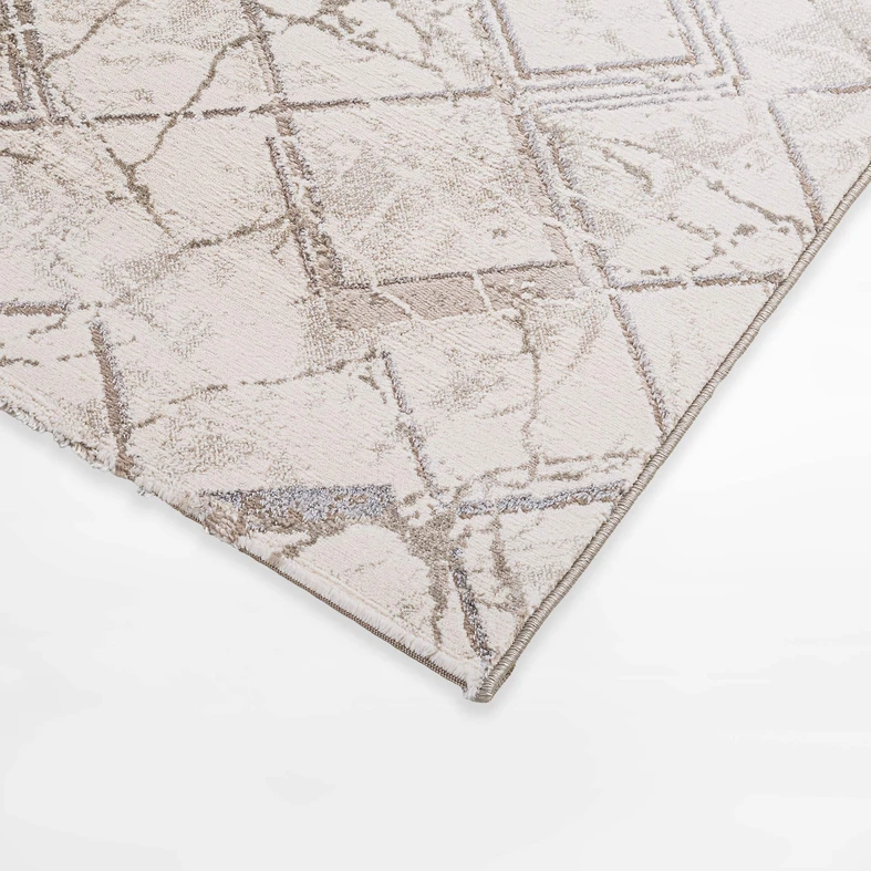 Koberec SPAZZIO s kosoštvorcovým vzorom, krémový, 80x150 cm