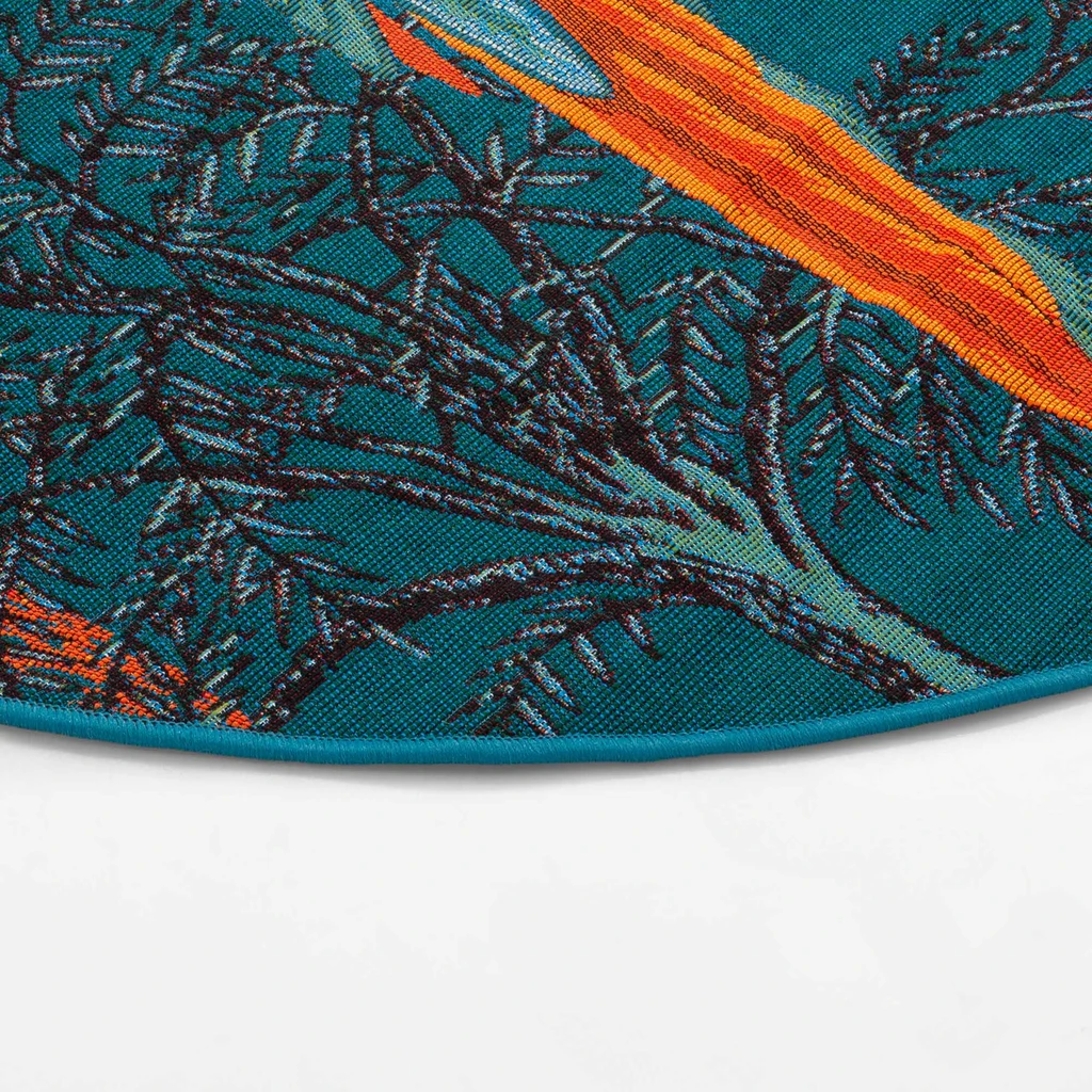 Okrągły dywan z papugami