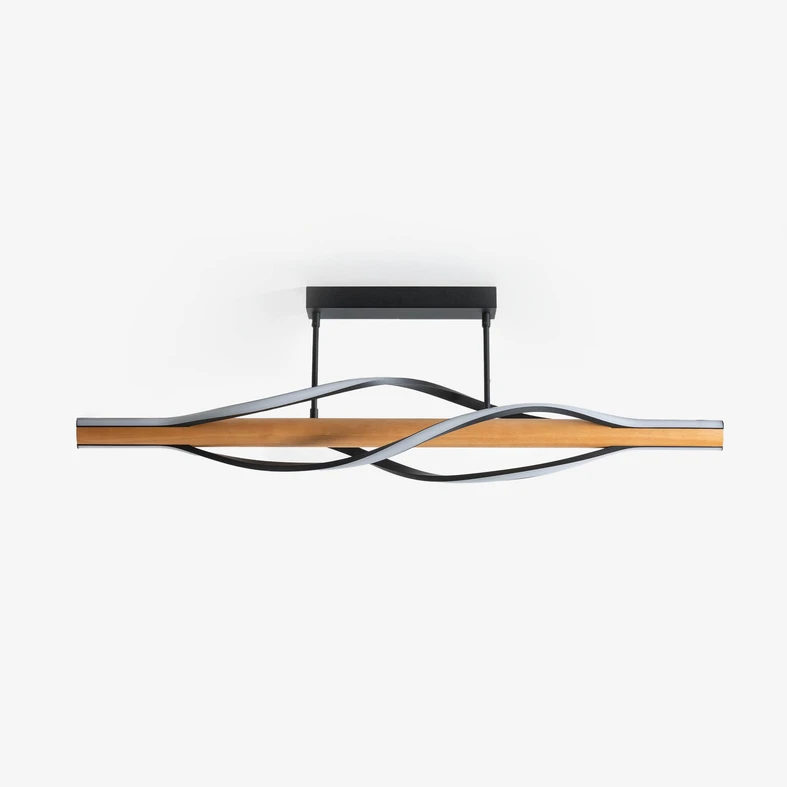 Stropné LED svietidlo drevené čierne BAEZ